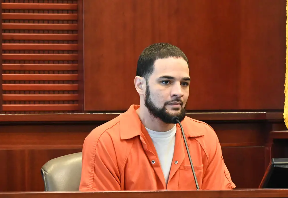 Brenan Hill took the stand during his sentencing hearing this afternoon. He did not help himself. (© FlaglerLive)