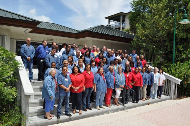 Brenda Snipes, sixth from left in the first row, with her office staff in a 2015 Facebook image. 