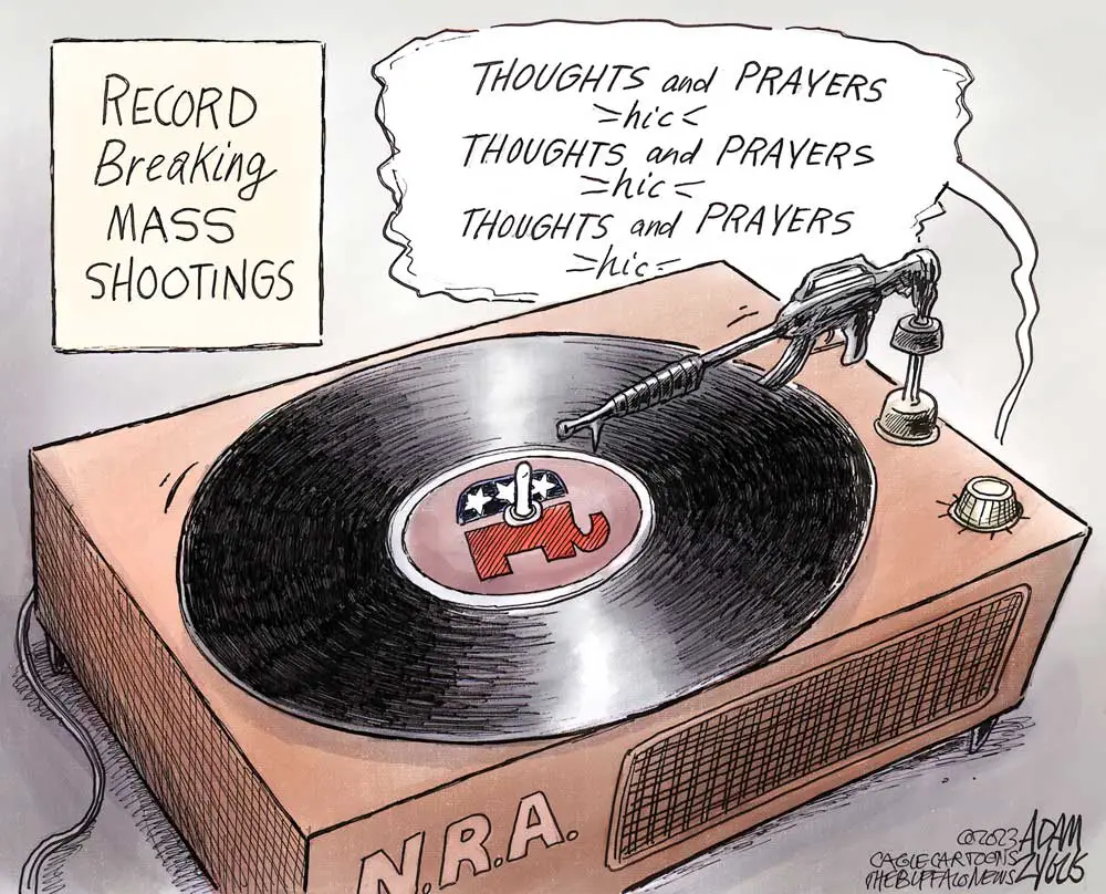 Record Mass Shootings in January by Adam Zyglis, The Buffalo News.