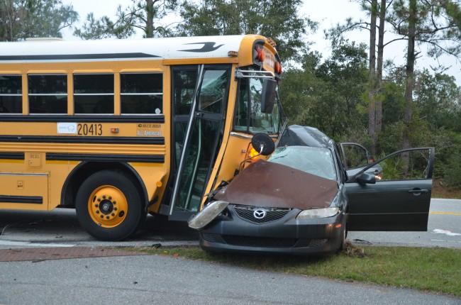 The Buffalo bus was involved in a collision at Ravenwood Drive. Click on the image for larger view. 