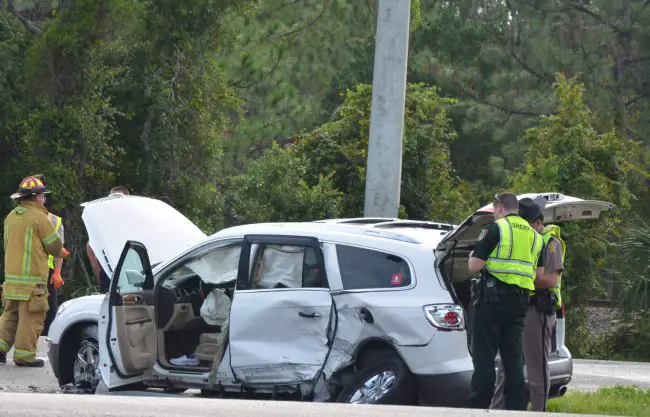 The second SUV in the crash was struck on its rear passenger side. Click on the image for larger view. (© FlaglerLive)