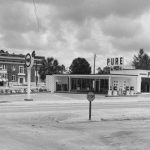 View showing the Pure Oil Co. gas station on US 1 at Moody Drive in Bunnell, Florida.