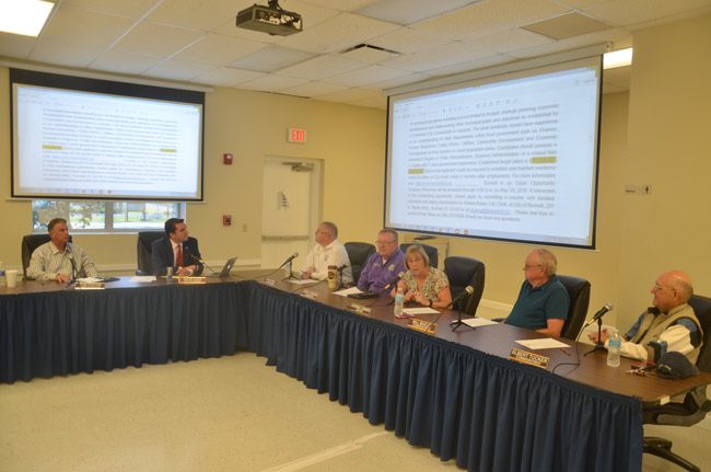 The Bunnell City Commission in special session this morning. (© FlaglerLive)