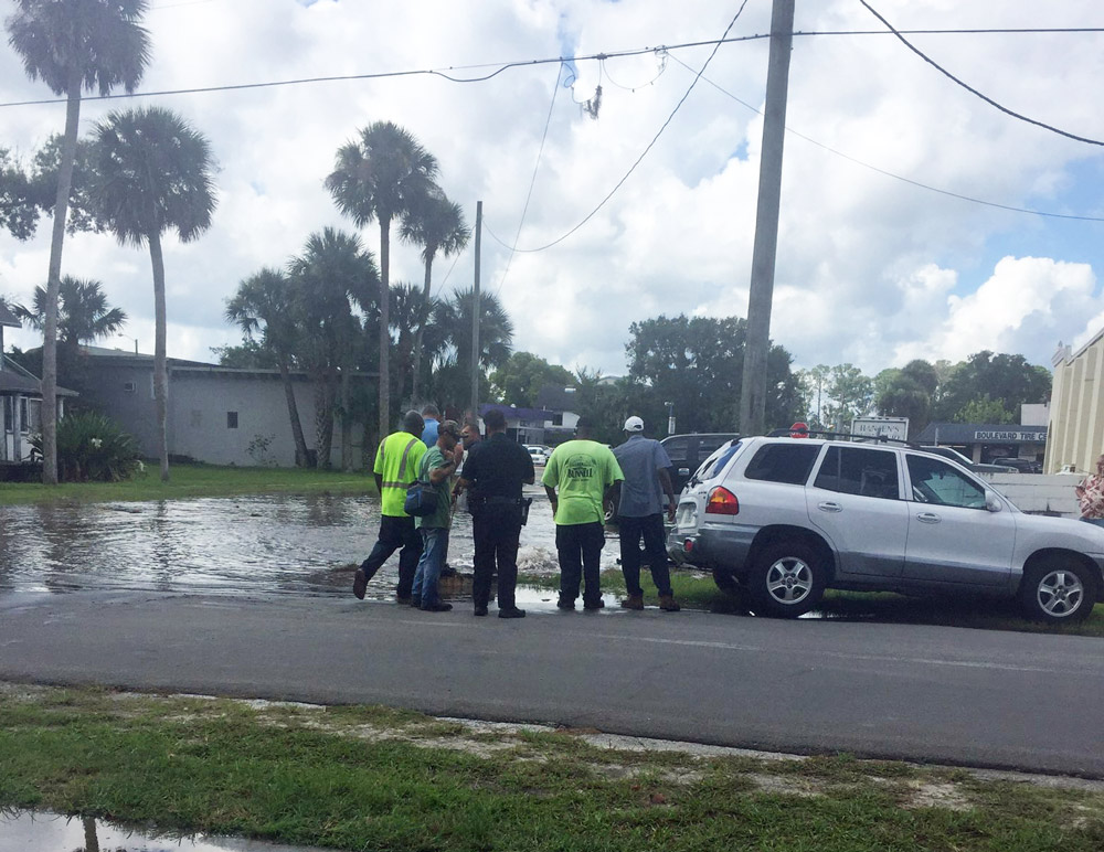 The water emergency was the result of a vehicle crash at 10:40 a.m. in Bunnell, involving two vehicles, a fire hydrant and a utility pole at the corner of Lambert and Church Street, behind Hansen's Furniture.