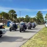 A still from a video of the procession returning Sgt. Guida to Flagler from the Medical Examiner's Office on Wednesday. See the video below.