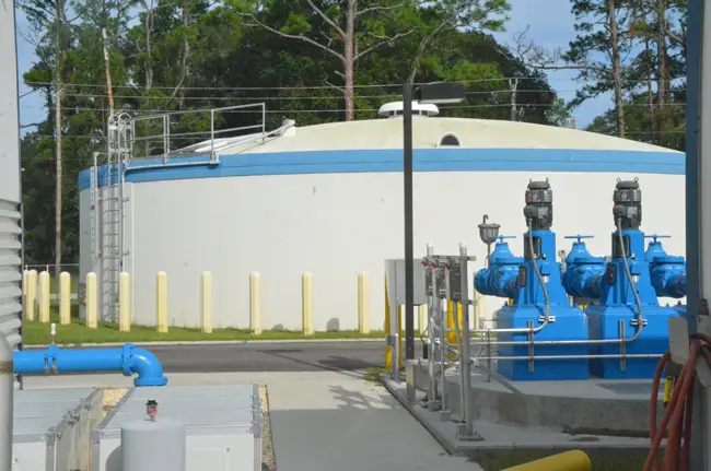 The Bunnell water plant was shut down for the second time in two months overnight in a recurrence of the same issue traced to a malfunctioning float in a water tank. (© FlaglerLive)