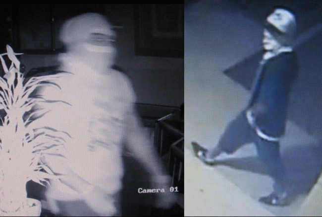 Video captures of the two suspects sought in a string of burglaries and attempted burglaries in Palm Coast and Daytona Beach. 