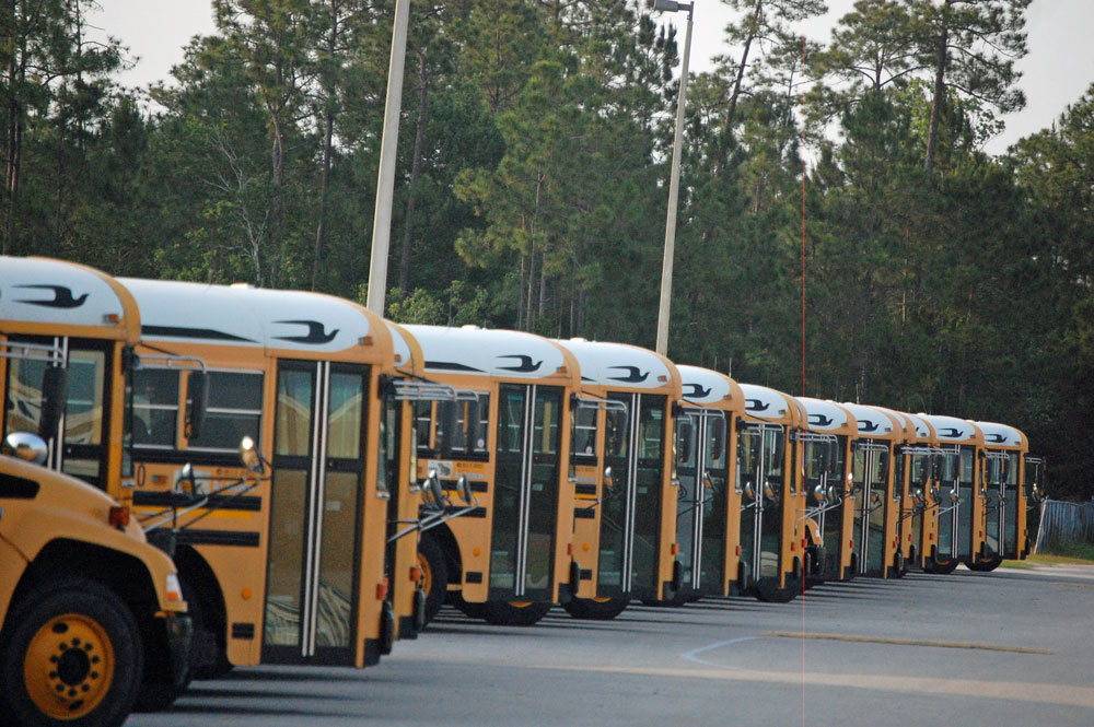 The Flagler County school district has 62 buses and only 55 drivers, and finds itself 32 drivers short of where it needs to be. (© FlaglerLive)