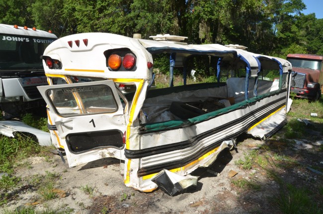 One of the buses was severed from its chassis. Click on the image for larger view. (© FlaglerLive) 