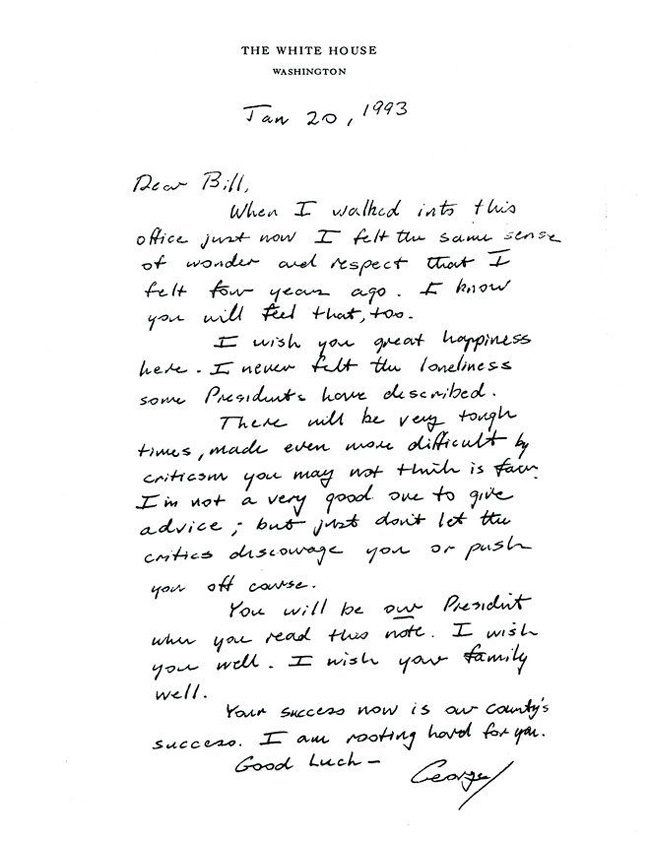 bill clinton george h.w. bush letter