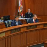 The new law restricting protesting in Florida also gives the Florida Cabinet and the governor the power to override local governments' decisions on police budgets. (© FlaglerLive via Florida Channel)