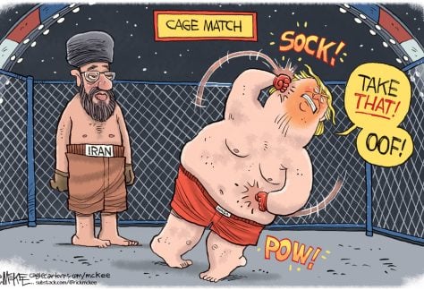 Iran Cage Match, by Rick McKee.
