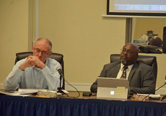 Christopher Campbell's tenure as finance director in Bunnell, was short-lived: City Manager Alvin jackson, right, had hired Campbell in May. (© FlaglerLive)