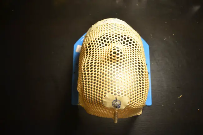 The author's required radiation mask. (© FlaglerLive)
