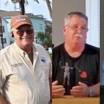 Four of the candidates and potential candidates challenging two incumbents in the March 7 election in Flagler Beach. From left, Scott Spradley, Rick Belhumeur, Bob Cunningham and Doug "Bruno" O'Connor. Incumbents Ken Bryan and Deborah Phillips are running as well. (© FlaglerLive)