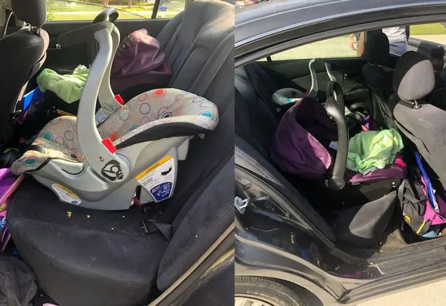 The unsecured car seats on the left and right side of the Nissan. (FCSO)