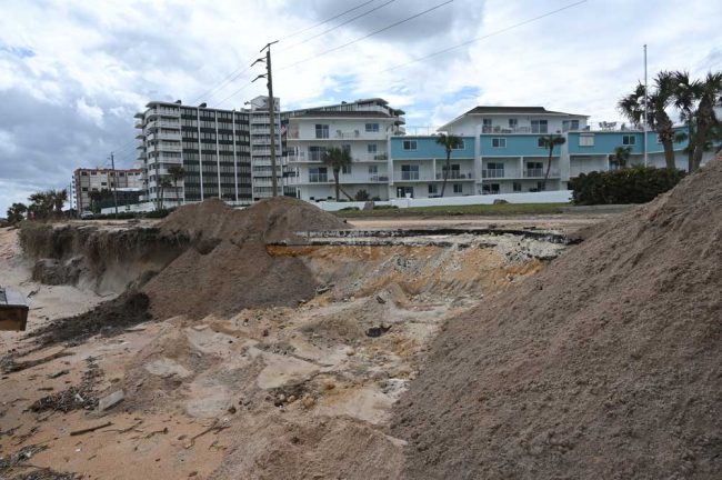 A carve-out. Notice the nearness of the road surface to the beach, and the non-existent dunes. (© FlaglerLive)