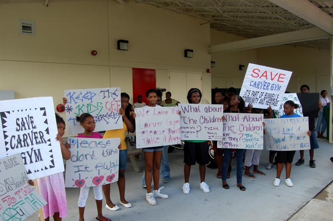 carver gym protest county commision closure 