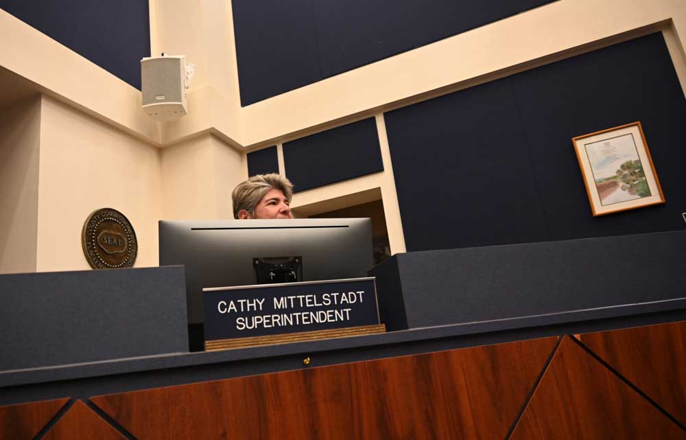 Superintendent Cathy Mittelstadt's future in the district is more hidden than she would prefer. (© FlaglerLive)