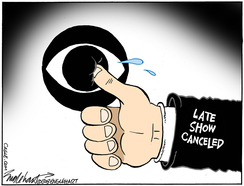 CBS Cancels Colbert Late Shoe by Bob Englehart, PoliticalCartoons.com