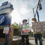 People protest recent layoffs outside the main campus of the Centers for Disease Control and Prevention in Atlanta on April 1, 2025. Elijah