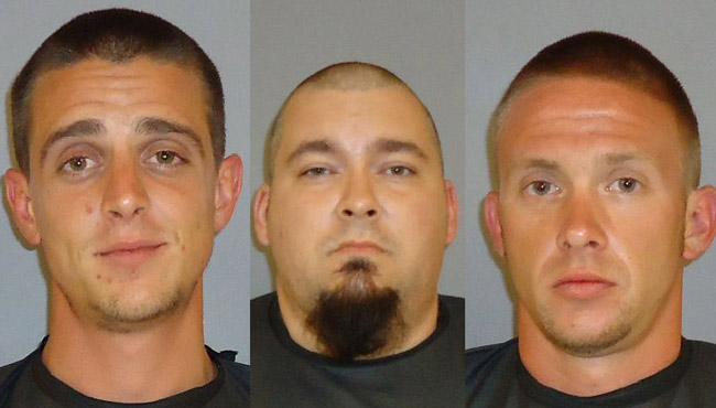 From left, Michael Griffin, John Chandler and Steve Janvrin, accused of grand theft auto. (FCSO)