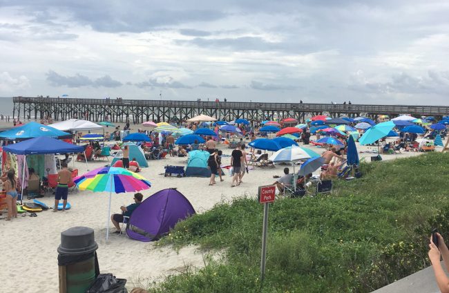 Not quite Flagler Beach: tghe gathering at Isle of Palms near Charleston, where Chief Bobby Pace witnessed the eclipse. (© Bobby Pace for FlaglerLive)