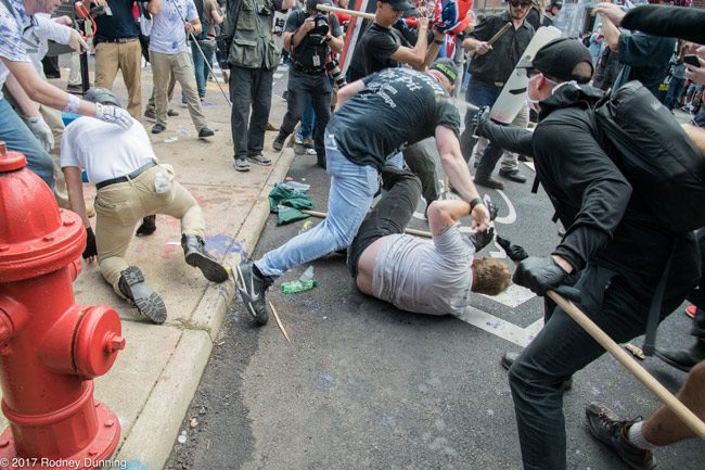 A scene from the Unite the Right rally in Charlottseville last summer. (Rodney Dunning)