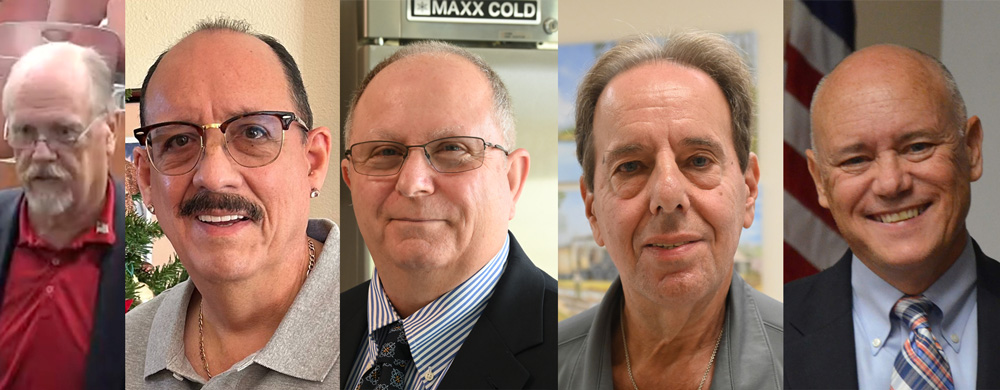 The five Charter Review Committee members the Palm Coast City Council appointed today. (© FlaglerLive and Palm Coast video)