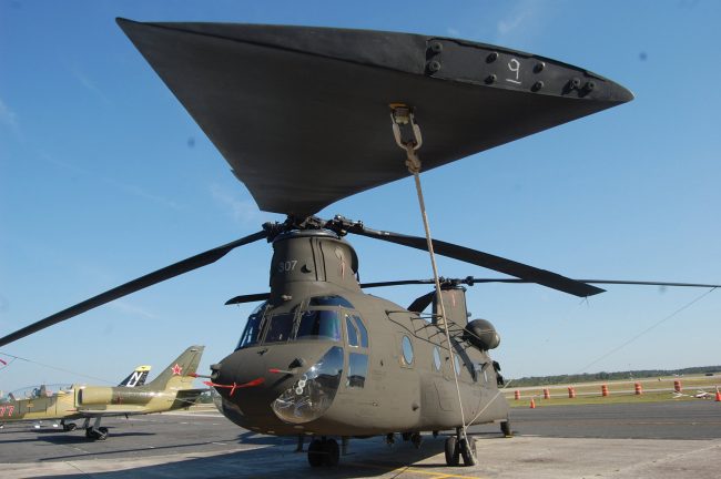 A CH-47 Chinook when it was at the Flagler Airport in 2011. Click on the image for larger view. (© FlaglerLive)