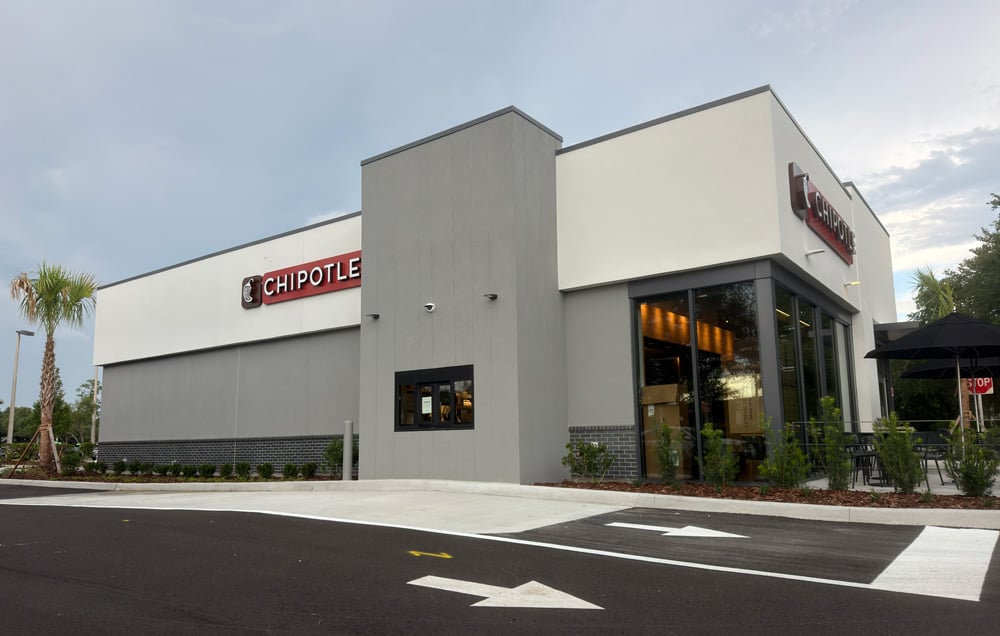The new Chipotle off Belle Terre Parkway and Palm Coast Parkway, with its vaunted "digital" drive-thru. (© FlaglerLive)
