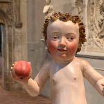 "Christ Child with an Apple," from the workshop of Michel Erhart (1464-1522), on display at the Cloisters in New York. (© FlaglerLive)