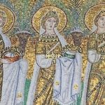 Saint Eugenia in the Basilica of Sant'Apollinare Nuovo, Ravenna, Italy. GeorgesB via Wikimedia Commons