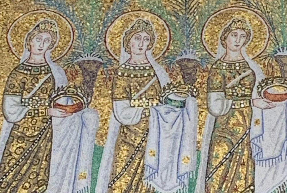 Saint Eugenia in the Basilica of Sant'Apollinare Nuovo, Ravenna, Italy. GeorgesB via Wikimedia Commons