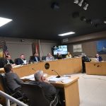 The Flagler Beach City Commission during its discussion on the annexation of Veranda Bay Thursday night. (© FlaglerLive)