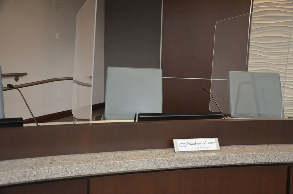 The search for a replacement. The chair is currently filled by Interim City Manager Denise Bevan. (© FlaglerLive)