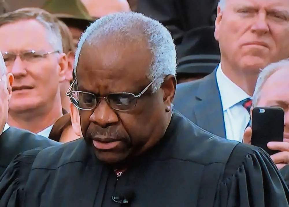 Justice Clarence Thomas in 2017 as he was administering the oath of office to Mike Pence. 