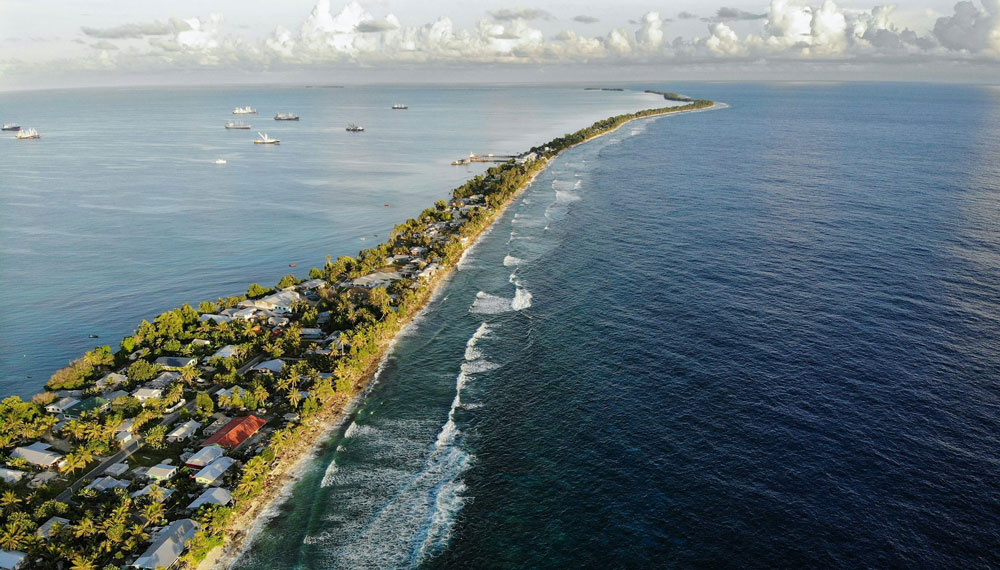 The island nation of Tuvalu is losing land to sea-level rise, and its farms and water supplies are under threat from salt water. (Mario Tama/Getty