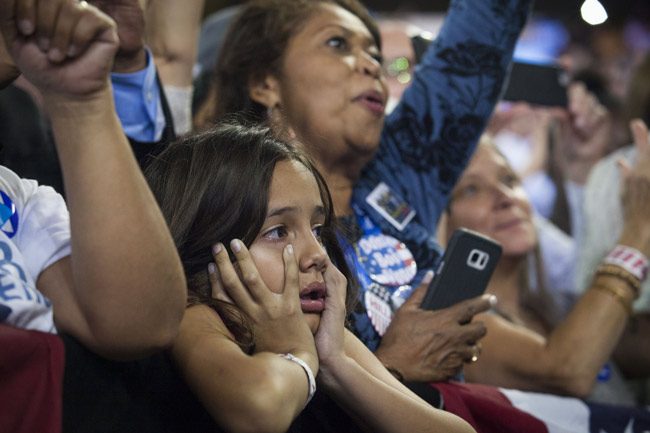 A young supporter at a Clinton campaign rally in Orlando Friday, headlined by President Obama, just as news of the latest Clinton email revelations was breaking. (Hillary for America)