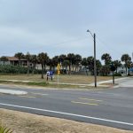 Flagler County's tourism bureau proposed buying this corner lot on A1A and South 9th Street in Flagler Beach when its director discussed it before the Tourist Development Council, but the site was left unmentioned in a presentation to the County Commission this week. (© FlaglerLive)