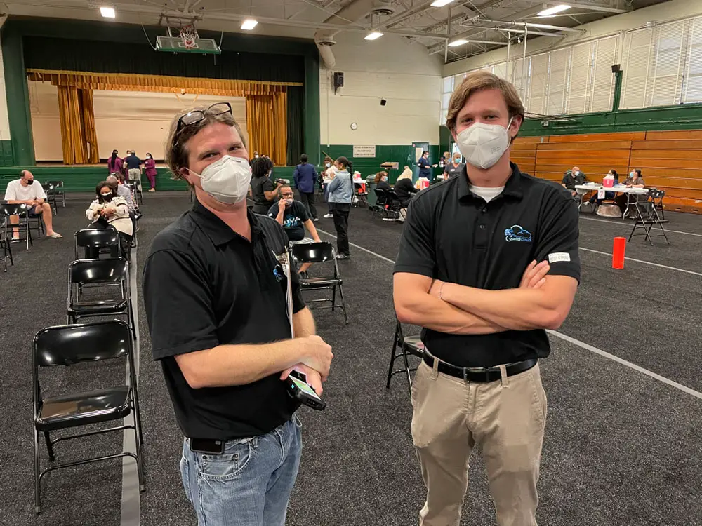 Trae Thompson (left) and Eric Westbrook (right)   The picture was taken at Jacksonville Vaccine site at Edward Waters College.