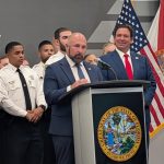 Florida Lt. Gov. Jay Collins and Gov. Ron DeSantis in Hillsborough County on Aug. 13, 2025. (Photo by Mitch Perry/Florida Phoenix).