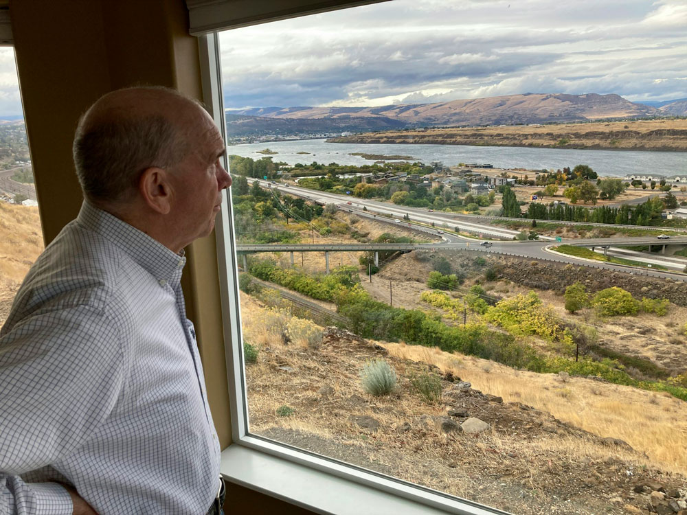 The Columbia River running through The Dalles, Oregon, supplies water to cool data centers.