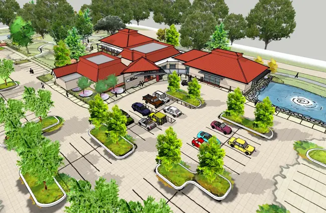 A conceptual design of the spruced up Palm Coast Community Center at Clubhouse Drive and Palm Coast Parkway. 