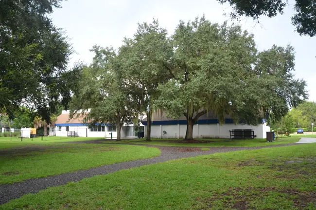 The Palm Coast Community Center is about to undergo a make-over, with a planned building or wing attachment that would be leased to the Palm Coast Bridge Club. (c FlaglerLive)