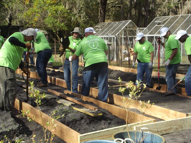 Volunteers at work this week, giving the Community Garden in Bunnell a big make-over. 