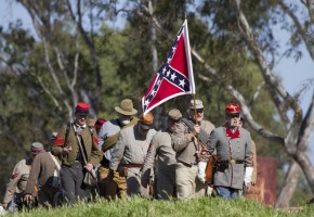 confederate flag civil war reenactment