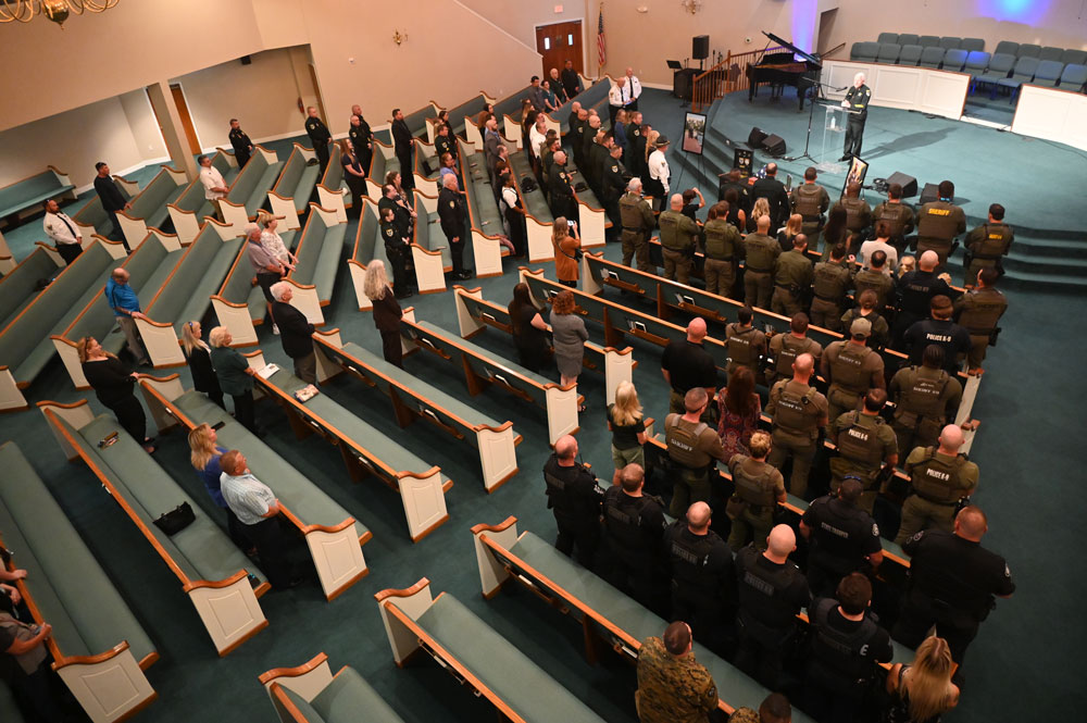 The congregation was mostly uniformed officers from Flagler County and the region. (© FlaglerLive)