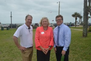 The three congressional candidates: from left, John Upchurch, Nancy Soderberg and Stephen Sevigny. Click on the image for larger view. (© FlaglerLive)