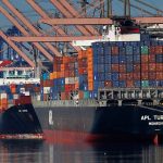 Foreign goods wait to be unloaded at the Port of Los Angeles.